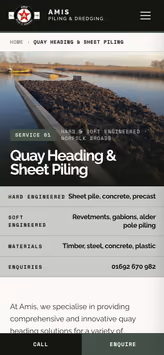 The Amis Piling quay heading page on a phone, 13 October 2026
